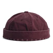 Vintage Docker Cap Brimless Hat Skullcap Retro Cotton Adjustable Soild Color Summer Autumn Spring Hip Hop Fashion violetinė