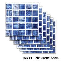 Lipnios marmurinės sienų plytelės - Vandeniui atsparūs lipdukai virtuvės užpakalinėms sienoms, vonios kambariams, svetainėms, lengva montuoti ir nuimti 20 x 20cm x 6pcs