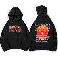 Imagine Dragons Loom Tour gobtuvai Streetwear Unisex Hip Hop ilgomis rankovėmis bliuzonai Harajuku su grafika gobtuvas vyrams moterims gobtuvas M black