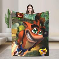 Crashs Bandicoots Blanket Quality Warm  Throw Blanket Autumn Kids Adult Home Decor Graphic Bedspread 76x102cm black