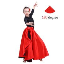 Didelis svyruojantis ispanų flamenco skaros sijonas Poliesterio Paso Doble šokio suknelė Vaikams Mergaitėms M-180 degree red