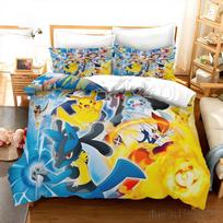Anime Pikachu antklodės užvalkalų komplektai Miegamojo patalynė Berniukams Vaikams Paaugliams Mergaitėms Pokemon antklodės užvalkalas Pagalvių užvalkalai Kalėdinė dovana 150*200cm 3pcs