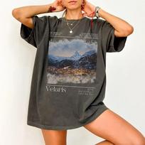 Velaris Marškinėliai LICENSUOTI Sarah J Maas Prekės Žvaigždžių Miestas Acotar Medvilniniai Marškinėliai Laisvi Oversize Retro Marškinėliai Fantazijos Drabužiai Y2K Viršus S black
