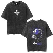 Hunter x Hunter Hisoka  Playing Cards & Phantom Troupe Spider  Vintage Washed Oversized Dark Streetwear T-Shirt XXXL black