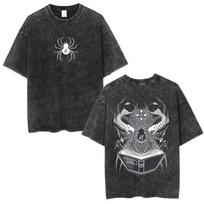 Hunter x Hunter Hisoka  Playing Cards & Phantom Troupe Spider  Vintage Washed Oversized Dark Streetwear T-Shirt L black