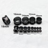 316L nerūdijančio plieno ausų kištukai ir tuneliai auskarai juodi prisukami auskarų plėtikliai auskarų matuokliai kūno auskarų vėrimo papuošalai 20mm black
