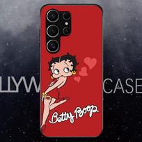 Gražios Betty B-boop dėklas telefonui Samsung S25 Edge Ultra S23 S22 S21 S20 Ultra Plus S24 Fe A54 A53 A25 Stiklinis dangtelis Samsung A56 red