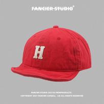 5 cm Trumpas snapelis Didelis dydis Beisbolo kepuraitė Vyrams Moterims Amerikietiška Retro Darbinė apranga Amis Chaki Minkštas snapelis Kepurė Japoniška Hip Hop kepurė L 58-60cm red
