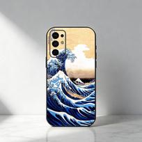 Didžioji bangos banga prie Kanagavos telefono dėklas, skirtas Samsung S25, S24, S21, S22, S23, S30, Ultra, S20, Plus, Fe, Note, 5G Juodas dangtelis Samsung S21 s305G white