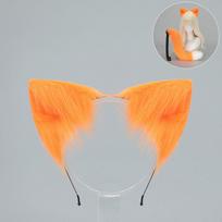 Rankų darbo katės ausų ir uodegos rinkinys Helovinui ar Cosplay One Size orange