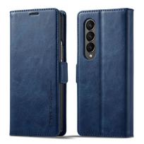 Verslo odinis dėklas Samsung Galaxy Z Fold 7 6 5 4 3 5G Z Fold7 Fold6 magnetiniu atvartu apsauginis kortelės laikiklis piniginė telefono dėklas Galaxy Z Fold 7 mėlyna