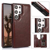 for Samsung Galaxy S23 Ultra 5G Case Wallet Case ID Credit Card Slot Holder Cash Pocket Sleeve PU Leather Magnetic Closure Cover for Samsung S23Ultra tamsiai ruda spalva