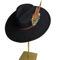 Unikali Fedora skrybėlė su povės plunksna Vyriška Suede Drop Top skrybėlė Moteriška Balta Šventinė Vyriška Platus kraštas Skrybėlė Hombre Sombrero Hombre 56 -58cm black