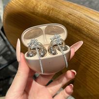 Huawei Freeclip2 ausinės, apsauginis dėklas su lankelio dekoru, pakabukas su deimantiniu sagtimi Huawei FreeClip