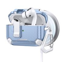 Carbon Fiber Texture Earphone Case For AirPods 4 Pro 3 2 1 Bluetooth Headset Cover with Phone Holder Keychain Earphone Charging Box For AirPods Pro white
