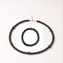 Men's Black Lava Rock Beaded Bracelet Square Round Bead Sport Casual Stretch Bracelet Male Daily Fashion Jewelry Gift