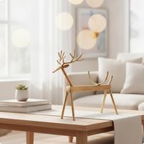 Vieno vyno butelio laikiklis Metalinis stalo stovas Laisvai pastatomas virtuvės stalviršiui, baro vežimėliui Deer Wine Rack beige