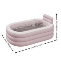 Suaugusiųjų pripučiamas vonios kubilas Sulankstomas Nešiojamas Namų Vonios Kubilas su Patogia Atrama Storas Patvarus Medžiaga 160 cm white