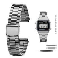 Nerūdijančio plieno laikrodžio priedai Casio A168 A158W AQ-230 LA-680 mažam auksiniam laikrodžiui su maža kvadratine smulkios plieno grandinėle 18mm 18mm gray