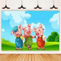 Mielas PatyBar Kiaulės Motinos Fonas Vaikų Pasaka Trys Paršiukai Tema Gimtadienio Šventės Dekoracijos Vėliava Kūdikio Krikšto Reikmenys 180x120cm(5.8x3.9ft)