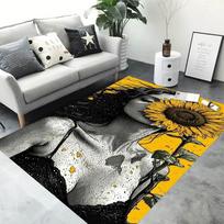 Grafiti Menas Mergina Svetainės Kilimas Saulėgrąžos Mergina Kilimas Miegamojo Lovos Šoninė Neslystanti Grindų Kilimėlis Namų Dekoras Sulankstomas Plaunamas 40x60CM black