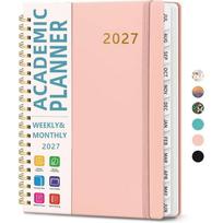 2026-2027 m. Akademinis planuoklis Savaitės Mėnesio Organizatorius, 2027 m. Planuoklio Knyga Kietu Viršeliu Organizatorius su Skirtukais A5 beige