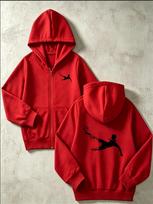 Kids Soccer Player Silhouette Print Zip Up Hoodie Loose Long Sleeve Hooded Jacket Sports Casual Outerwear For Boys Girls 120 brown