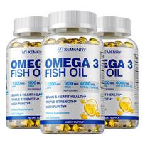 Xemenry Omega-3 žuvų taukai 4080 mg minkštos kapsulės 120 vnt. — EPA DHA, jūrų šaltinis, kasdienė gerovė 120*3
