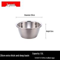 Gilus 304 nerūdijančio plieno virtuvės kriauklė daržovėms plauti, tešlai minkyti ir maistui gaminti. 20cm Ultra-thick Deep Basin (2 pcs)