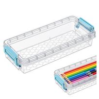 Plastikinis konteineris su dangteliu ir spaustuku 205x85x40mm užrakinamas organizatorius