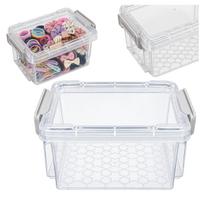 Plastikinis konteineris su dangteliu ir spaustuku 125x85x70mm užrakinamas organizatorius