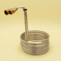Wort Chiller with Garden Hose Fittings Stainless Steel Fitting Coiled beige