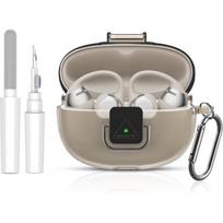 for SHOKZ OpenDots 2 Case with Lock Clip, Clear Case for SHOKZ Open Dots ONE & Two Earbuds Accessories, Scratch Shock Resistant Protective Cover with skaidri pilka spalva