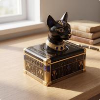 Bastet Cat Trinket Box | Pharaonic, Jewelry Box, for Vanity black