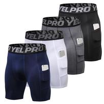 4 Packs Vyriški kompresiniai šortai Active Workout apatinis trikotažas su kišene L įvairiaspalvis