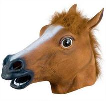 Ruda arklio kaukė Creepy Horse Head Mask Guminė latekso gyvūnų kaukė Naujovė Helovino kostiumų kaukė šokoladas
