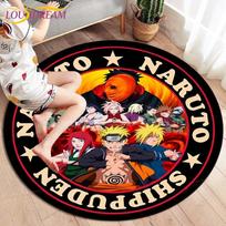 Anime Naruto Apvalūs Kilimai Svetainei Kilimai Minkštas Flanelinis Grindų Plotas Kilimas Miegamojo Kilimas Kilimėlis Vaikams Virtuvės Kilimas 60cm red