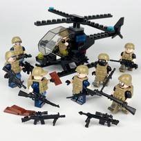 Mažų dalelių orlaivis Black Hawk malūnsparnio modelis vaikiškų statybinių blokelių žaislas juodas SWAT žaislas black