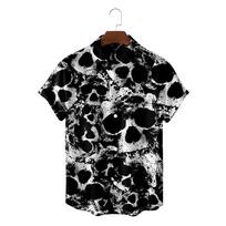 Kaukolės raštų marginimas Havajų paplūdimio atostogų trumpi vyriški marškinėliai 5XL black