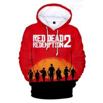 Žaidimas Red Dead Redemption 2 Hoodie 3D Print Vyrai Moteriški Gatvės Apranga Megztiniai Negabaričiai Megztiniai Su gobtuvu Megztiniai Vaikiški Viršutiniai Drabužiai XL red