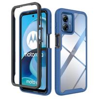 Sunkus šarvuotas ūdros dėklas dėžutė Moto G84 G14 G53 G23 G13 G82 G62 G52 G42 G32 G22 E20 E13 G60S G31 51 71 50 Kietas HD Skaidrus Atsparus smūgiams Apsauginis dangtelis For Moto G62 5G mėlyna