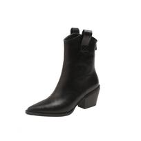 Dideli dydžiai 33-45 Rudens smailianosiai Vakarų kaubojiški batai Punk storakulniai aulinukai moterims kazokų aulinukai pleištiniai batai Botas Mujer 9.5 black
