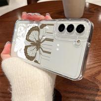 Drugelio Gėlės Dėklas Samsung Galaxy A56 A55 A54 5G A36 A35 A34 A26 A16 A15 S21 FE S22 S23 S24 Plus S25 Edge S25 Ultra Skaidrus Minkštas TPU Telefono Dėklas Galaxy A14 5G žalia