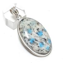 Natural K2 Blue Azurite Gemstone 925 Sterling Silver Jewelry Pendant 2.17  N6s50 white