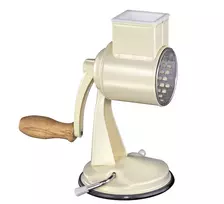 Zassenhaus Drum Grater Classic Cream - Trifazis būgninis tarka su nerūdijančio plieno būgnais, siurbimo pagrindu, ergonomiška rankena