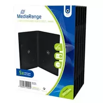 MEDIARANGE Retail Pack DVD Case Double - DVD Video Box - Capacity: 2 CD/DVD - Black (Pack of 5)