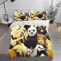 Kung Fu Panda Namai Anime 3 dalių komplektas 1 antklodės užvalkalas 3D vaikiškos patalynės su pagalvės užvalkalu Tinka vaikams ir suaugusiems 135x200cm white