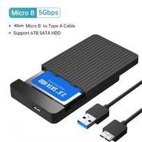 2,5 colio SSD korpusas, išorinis kietojo disko adapteris, SATA HDD korpusas, USB C, 3.1, 6Gbps, skirtas kompiuteriui, „MacBook“, nešiojamam kompiuteriui, HD diskų saugojimo dėžutei black
