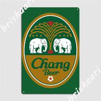 Chang Beer Metaliniai ženklai Klubas Sieninė tapyba Garažo dekoravimas Individualizuotas skardinis ženklas Plakatai 20x30cm brown