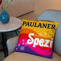 P-Paulaner S-Spezi Logotipo Pagalvės Užvalkalas 2-in-1 Apverčiamas Pliušinis Pagalvės Užvalkalas | Automobilio/Sofos/Lovoje | Tobula Dovana 12x12Inch yellow